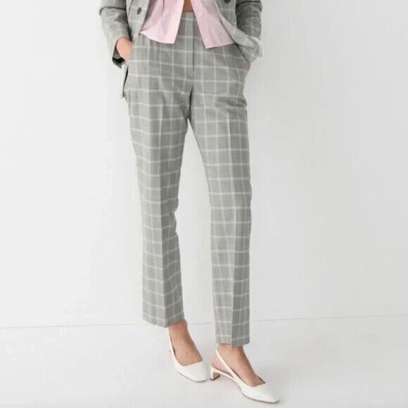 J.Crew Pants - J. Crew Kate Straight Pants Women's 12 Green Plaid Italian Stretch Wool Trousers